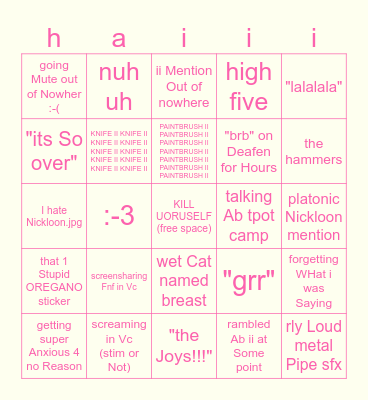 gelatin (all Time not Jus 2day) Bingo Card