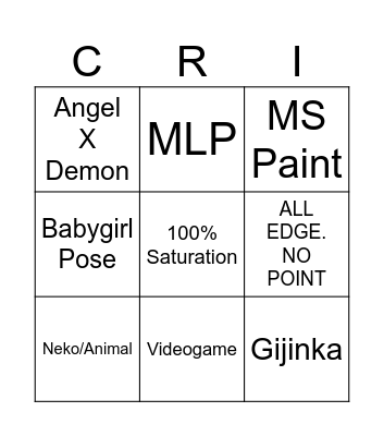 CRINGE Bingo Card