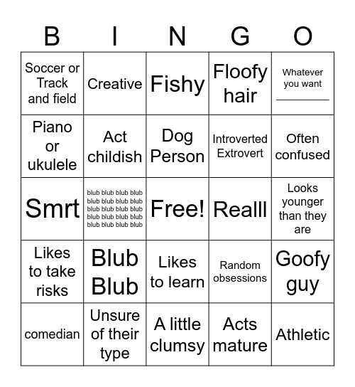 Mr. Fish Kinnie Bingo Card