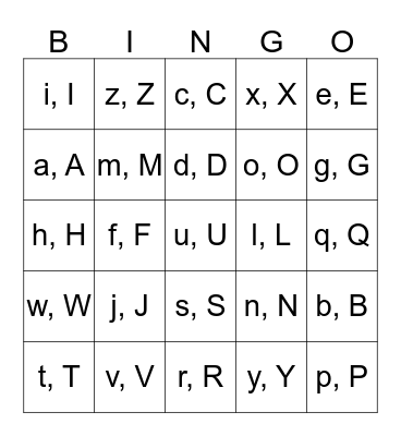 Alphabet BINGO! Bingo Card