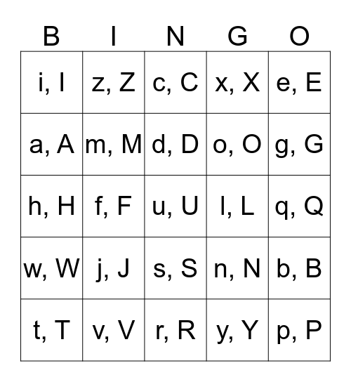 Alphabet BINGO! Bingo Card