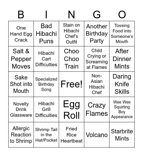 HIBRUNCHI BRINGO Bingo Card