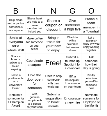 -Random Acts of Kindness- Bingo Card