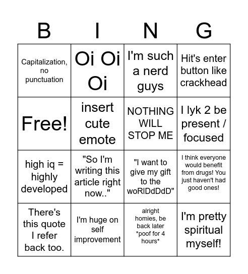 Dandandan Bingo Card