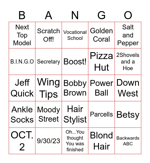 Birthday Bango Bingo Card
