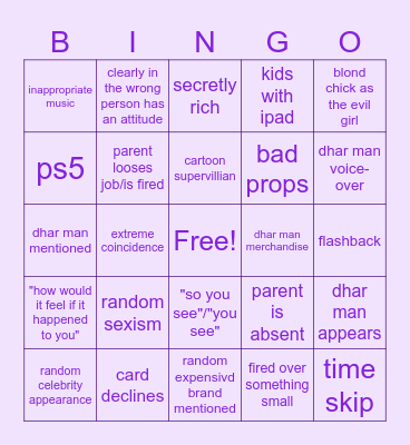 dhar man bindo Bingo Card