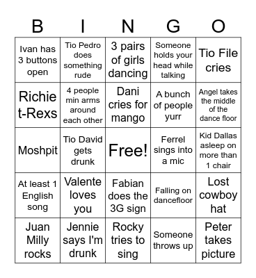 N&J Wedding Bingo Card