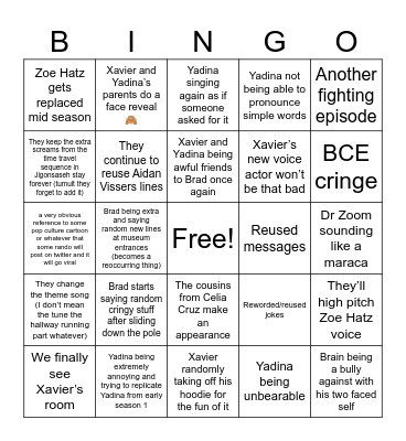 Xavier Riddle Season 2 Bingo Board Bingo Card