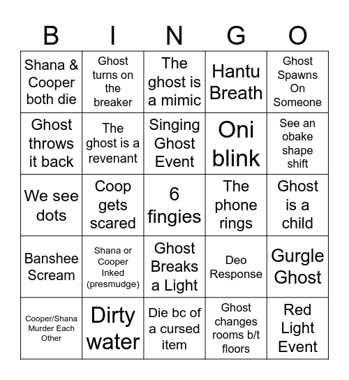 National Ghost Hunting Day Bingo Card
