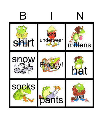 Froggy gets dressed Bingo Card