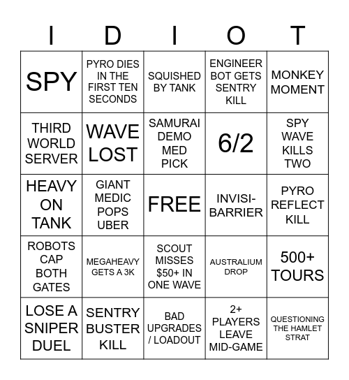 TWO CITIES BINGO Card