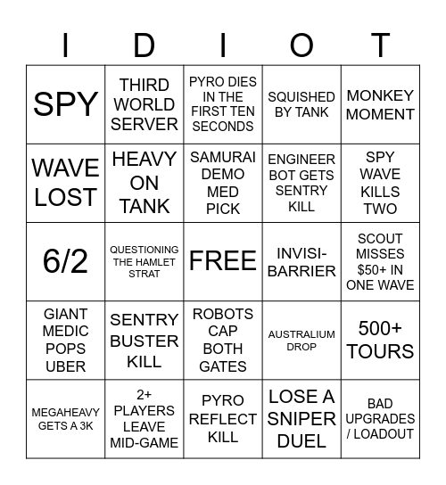 TWO CITIES BINGO Card