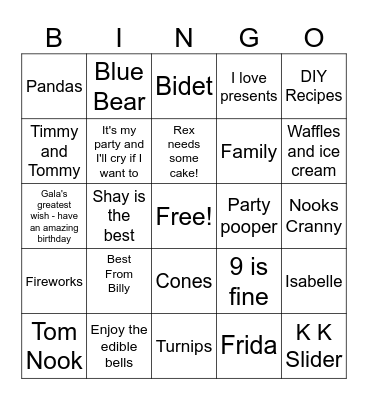 Animal Crossing Celebrates Avi Bingo Card