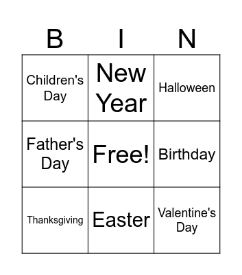 Let's celebrate! Bingo Card
