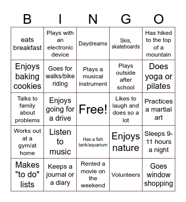 STRESS BINGO Card