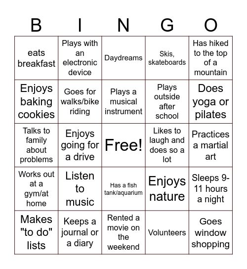 STRESS BINGO Card