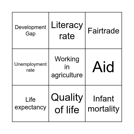 Development Bingo Card