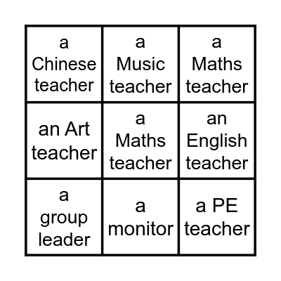 People at School Bingo Card