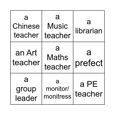 People at school Bingo Card