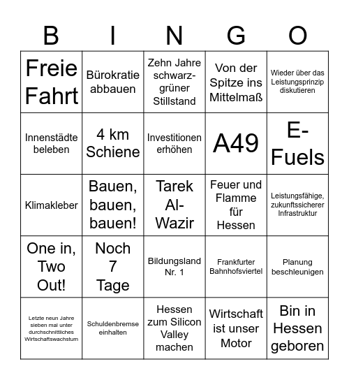 Naas Bingo Card