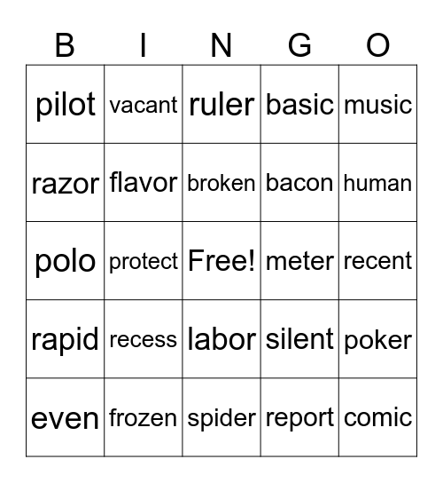 Untitled Bingo Card