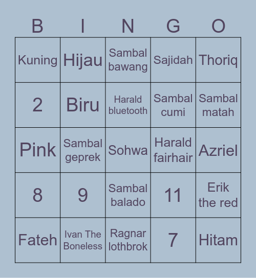 Zz Bingo Card