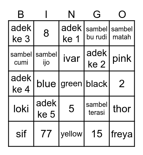 hyosob Bingo Card