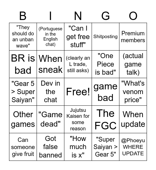 GPO Discord Bingo Card