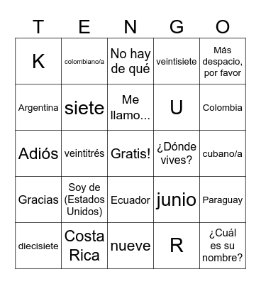Lotería Bingo Card