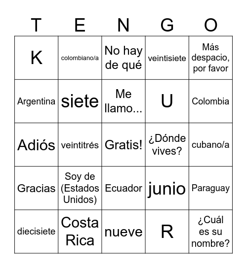 Lotería Bingo Card