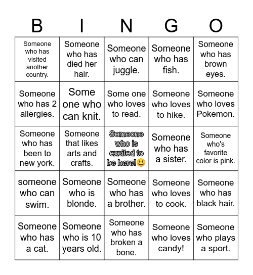 Someone who Bingo!😁 Bingo Card