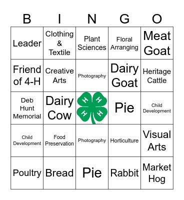 4-H Bingo! Bingo Card