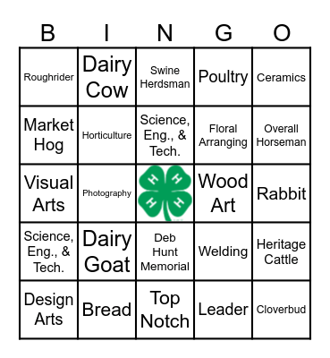 4-H Bingo Card