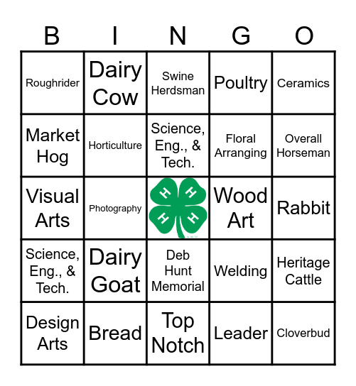 4-H Bingo Card