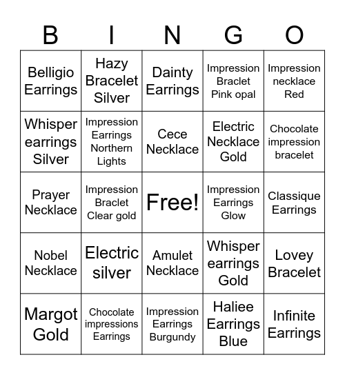 Sparkle Bingo Card