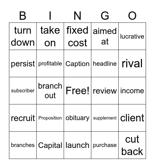 M5 Unit 6 Bingo Card