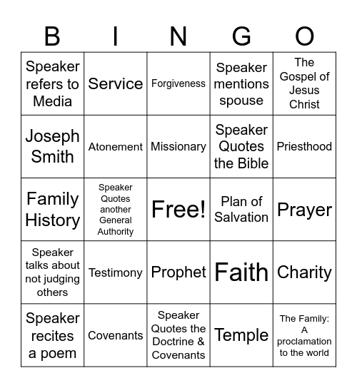 Conference Bingo Card