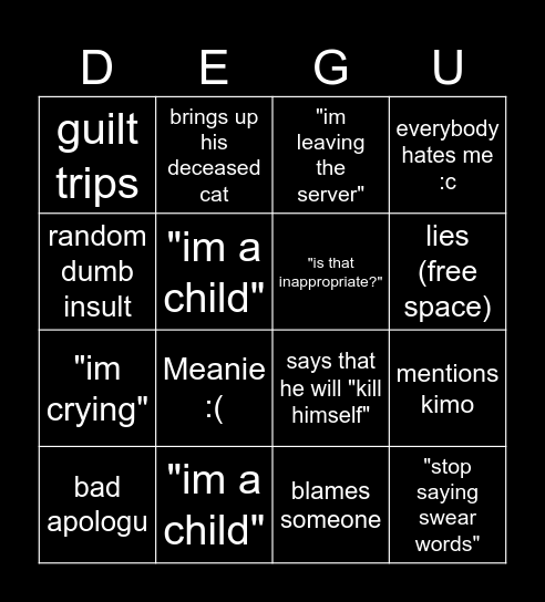 degus bingo Card