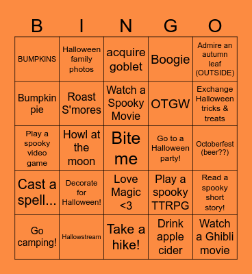 Autumn Bingo! Bingo Card