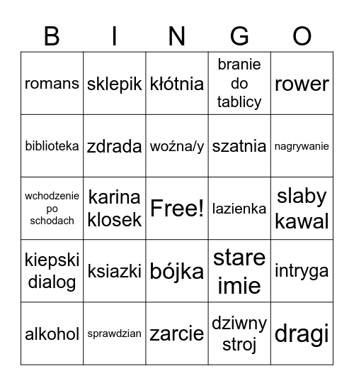 szkola Bingo Card