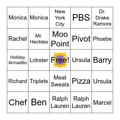 Friends Game Night Bingo Card