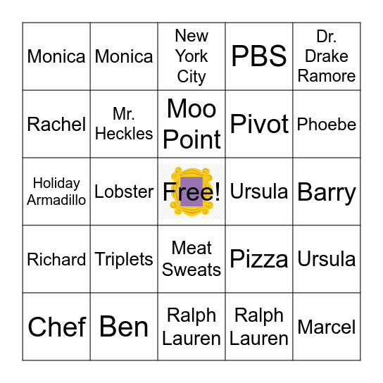 Friends Game Night Bingo Card