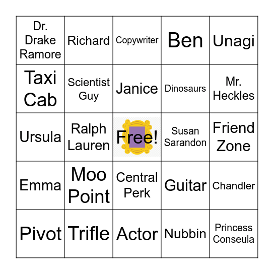 Friends Game Night Bingo Card