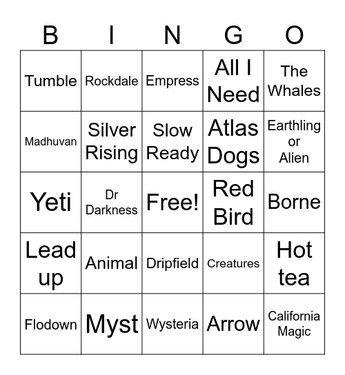 GOOOOOOSE 10/1-10/2 Bingo Card