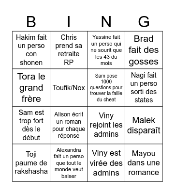 RP !! Bingo Card