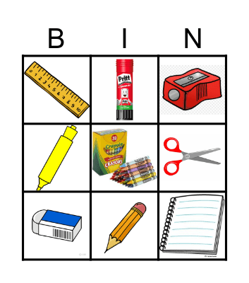 school objects Bingo Card
