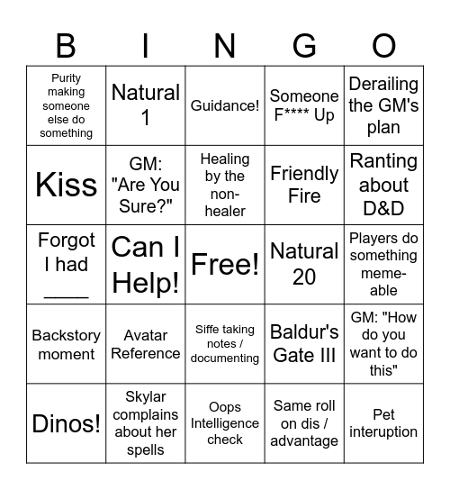 Into the Wildlands Bingo Card