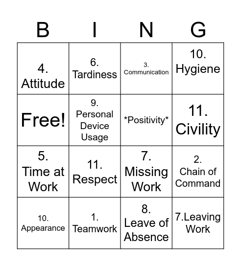 Untitled Bingo Card