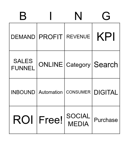 Marketing Buzzword Bingo Card