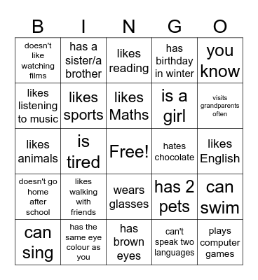 Find someone who Bingo Card
